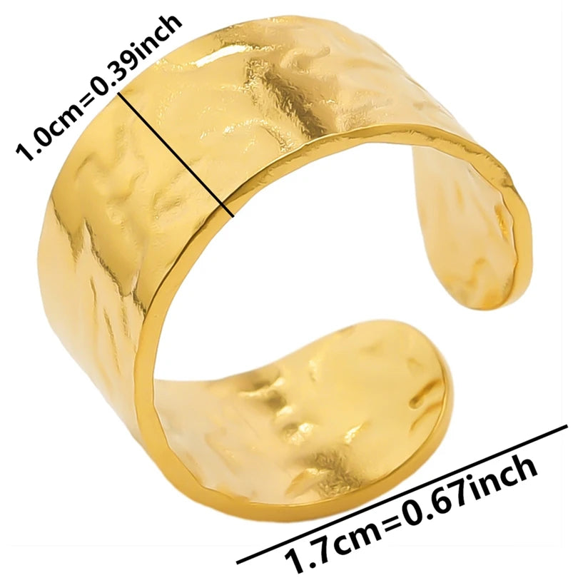 Chic 6pcs/lot Real Gold Color Wide Multi-layer Stainless Steel Ring Love Leaf Rainbow Rings Bulk Sale Women Jewelry Charms Gifts|with LUREA💛