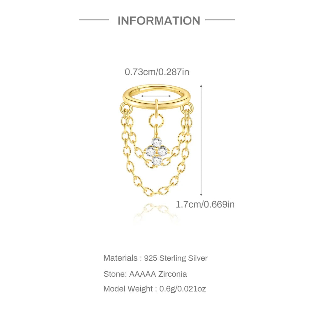 CANNER 1PC 925 Sterling Silver Tassel Chain Eight Pointed Stars Moon Earrings For Women Ins Horse Eye Geometric Zircon Earring♥️