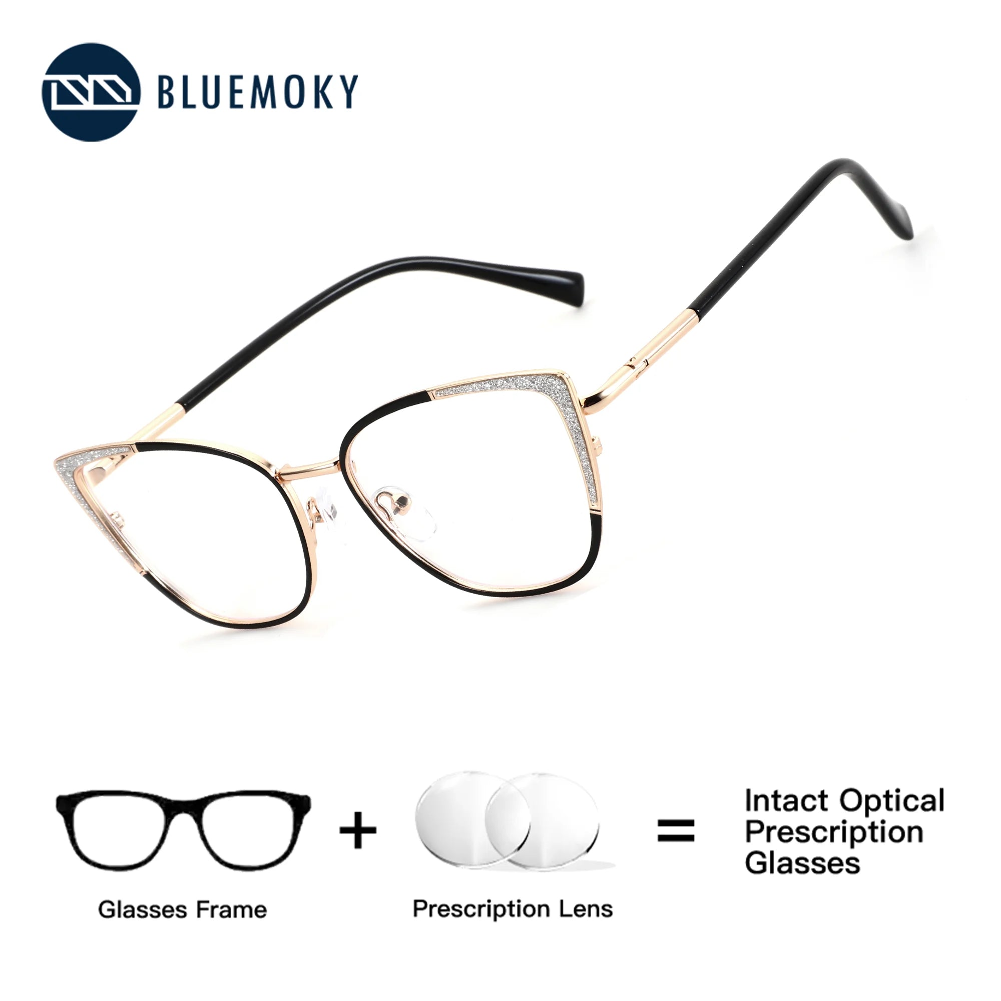 BLUEMOKY New butterfly metal women's round prescription glasses gradually change color, multi focus anti blue light for myopia♥️♥️