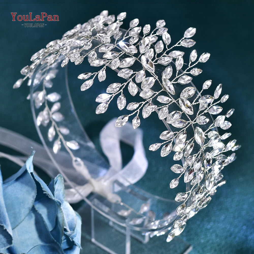 YouLaPan Handmade Crystal Rhinestones Silver Golden Wedding Headband Headpiece Jewelled Headband Wedding Hair Jewelry HP237>*