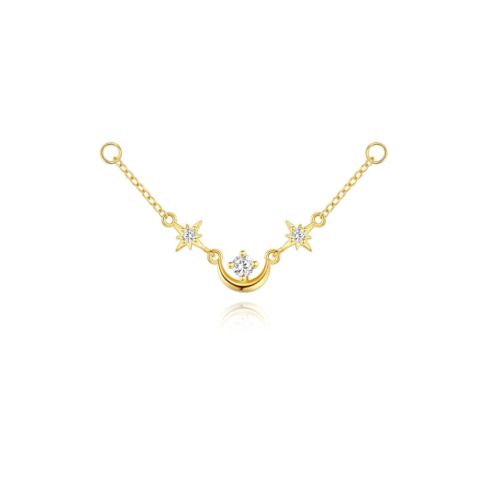 CANNER 1PC 925 Sterling Silver Tassel Chain Eight Pointed Stars Moon Earrings For Women Ins Horse Eye Geometric Zircon Earring♥️