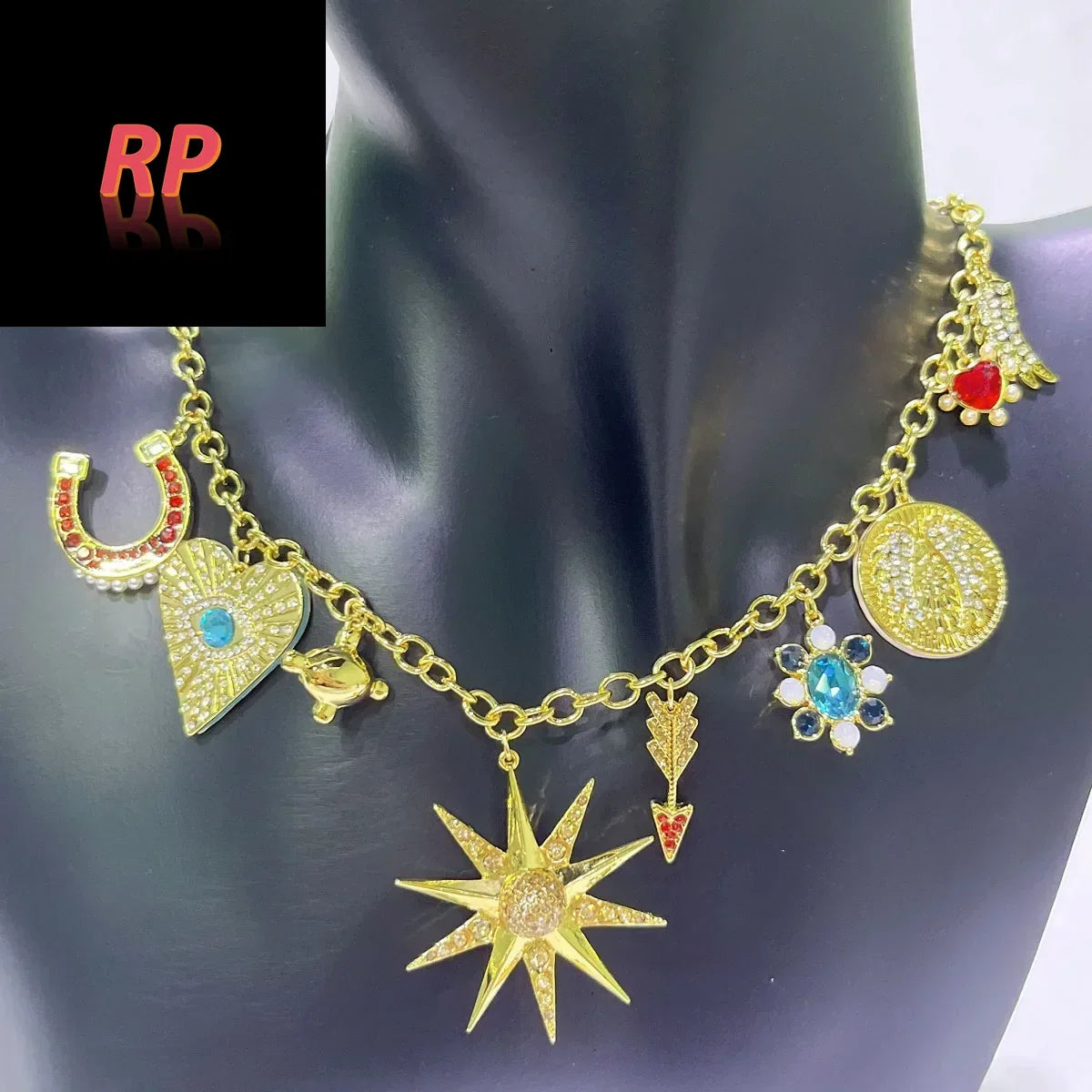 RP Sunflower Ladies' Austrian Crystal Jewelry Sets Exquisite TAROT MAGIC Necklace Earrings Bracelet Ring Party for Women💖
