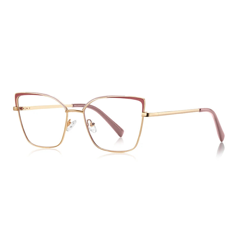 0 -0.5 -0.75 To -6.0 Pink Gold Frame Cat Eye Minus Myopia Glasses Women 1.56 Aspheric Anti Blue Light Prescription Spectacles❤️