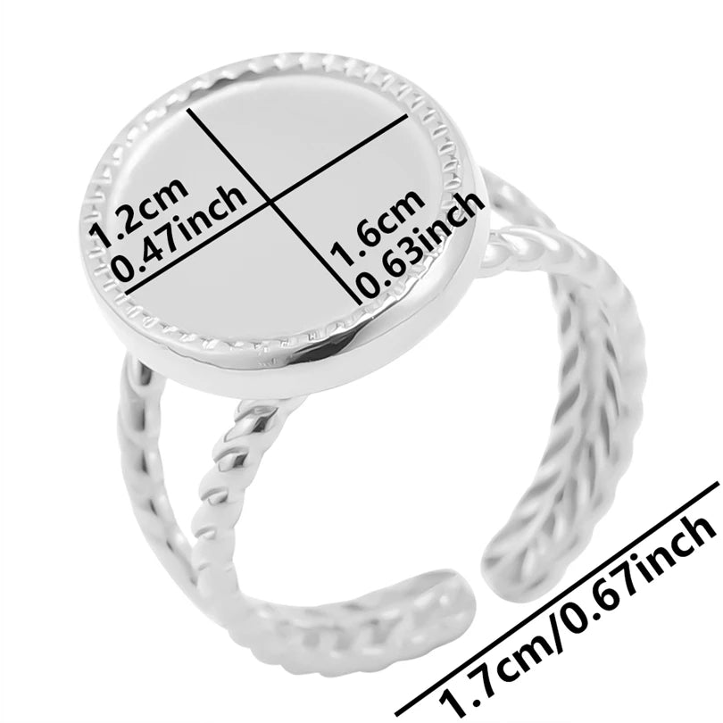 7pcs  Blank Base High Quality Stainless Steel Silver Color Ring Oval Peach Heart Quadrilateral Opening Adjustable Rings Femmes💕| Lurea accessories