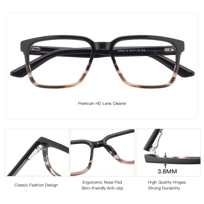BLUEMOKY Fashion Acetate Square Prescription Glasses Anti Blue Ray Photochromic Eyewear Progressive Eyeglasses for Unisex♥️