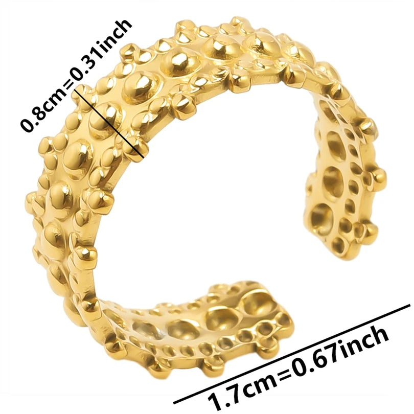 Chic 6pcs/lot Real Gold Color Wide Multi-layer Stainless Steel Ring Love Leaf Rainbow Rings Bulk Sale Women Jewelry Charms Gifts|with LUREA💛