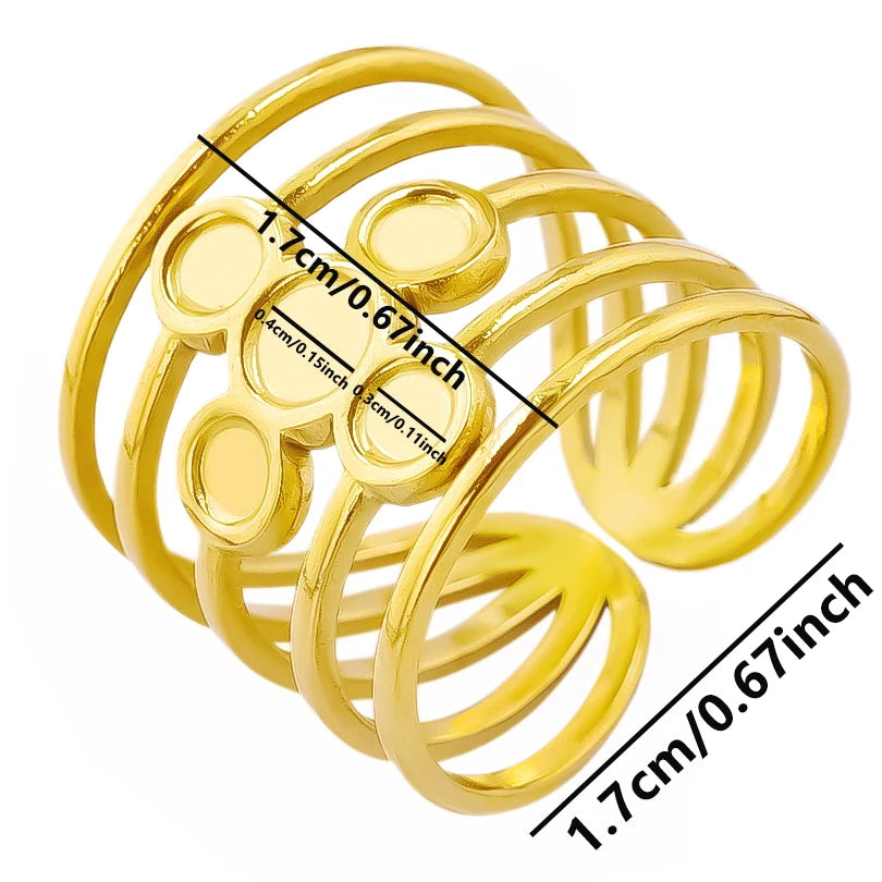 6pcs/lot Stainless Steel DIY Setting Rings Multi-layer Adjustable Open Rings Bases Jewelry Women Girls Anniversary Party Gifts