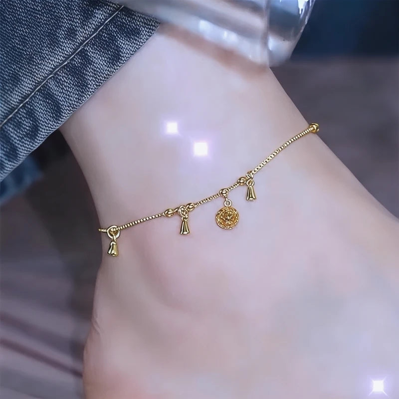Jewelry Anklet Fashion Golden Women's Anklet Foot Chain Jewelry adjustable waterproof Trendy2025 Beauty Luck