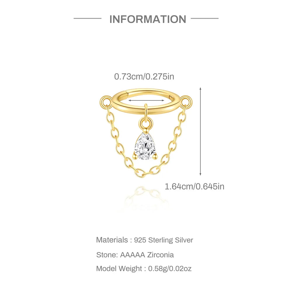 CANNER 1PC 925 Sterling Silver Tassel Chain Eight Pointed Stars Moon Earrings For Women Ins Horse Eye Geometric Zircon Earring♥️