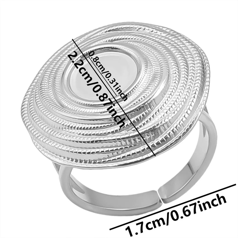 7pcs  Blank Base High Quality Stainless Steel Silver Color Ring Oval Peach Heart Quadrilateral Opening Adjustable Rings Femmes💕| Lurea accessories