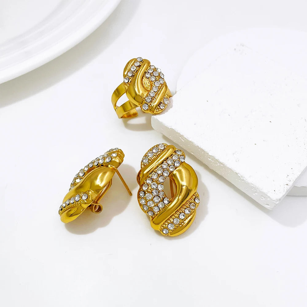 YTJX 4 Pcs Wedding Jewelry Set Fine Zircon Necklace Bracelet Earring Ring For African Dubai Gold Plated Jewellery Accessories❤️