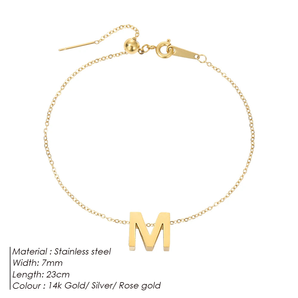 LUREA Initials DIY Anklets Stainless Steel Gold Plated Accessories Fashion Alphabet Anklet Mother's Day Gift 48 Hour Shipping♥️