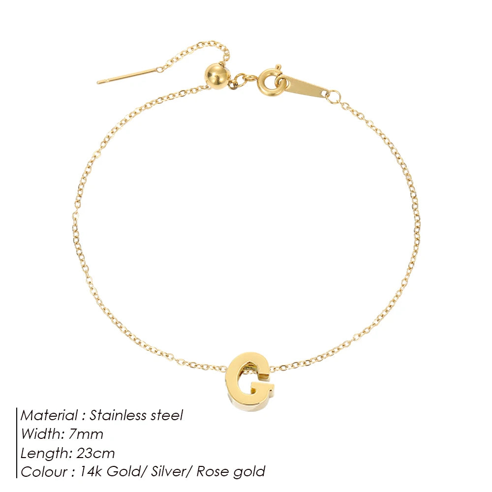 LUREA Initials DIY Anklets Stainless Steel Gold Plated Accessories Fashion Alphabet Anklet Mother's Day Gift 48 Hour Shipping♥️