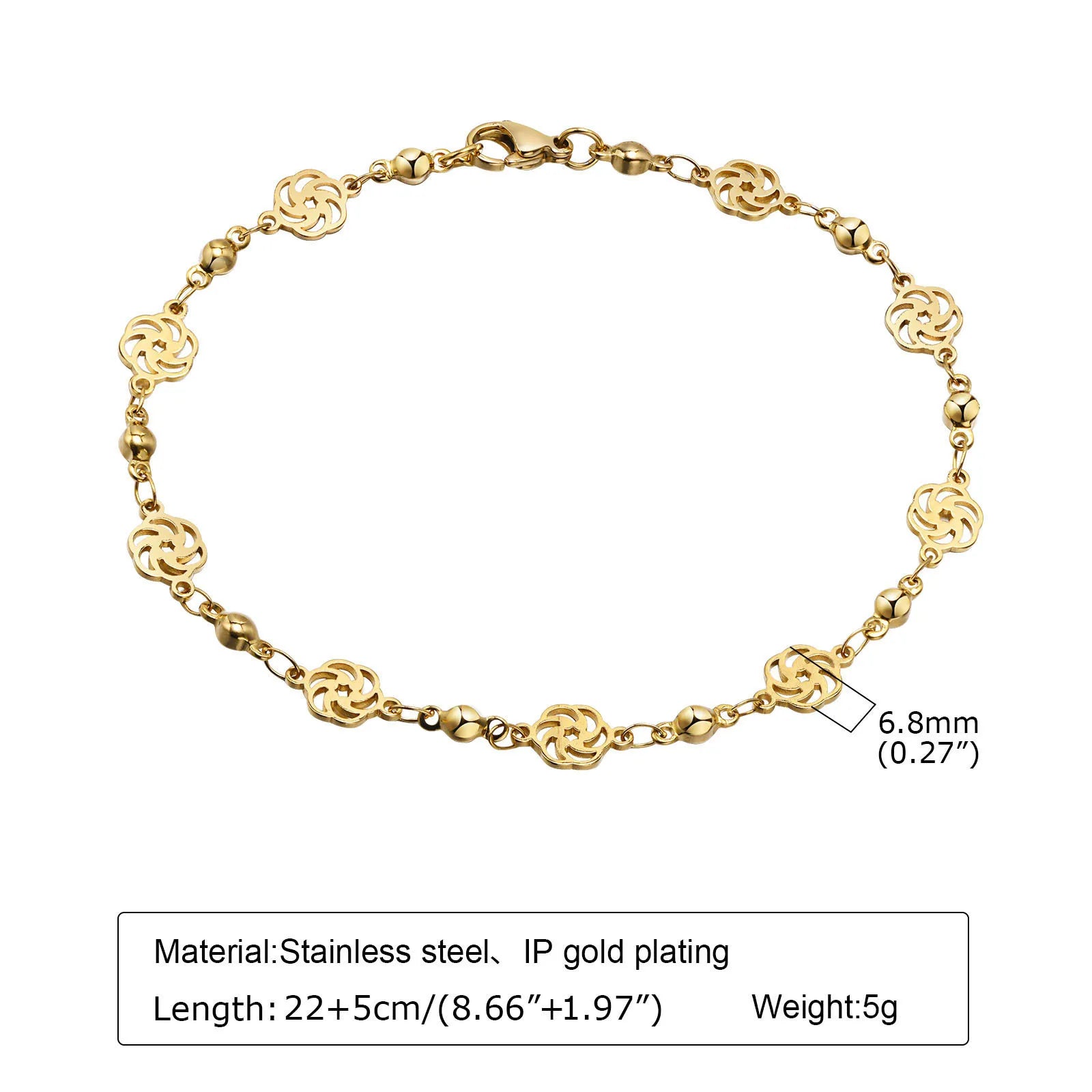 Stainless Steel Anklets Bracelet for Women, Flower Heart Seashell Charms Layered Anklets, Waterproof Gold Plated Anklet❤️