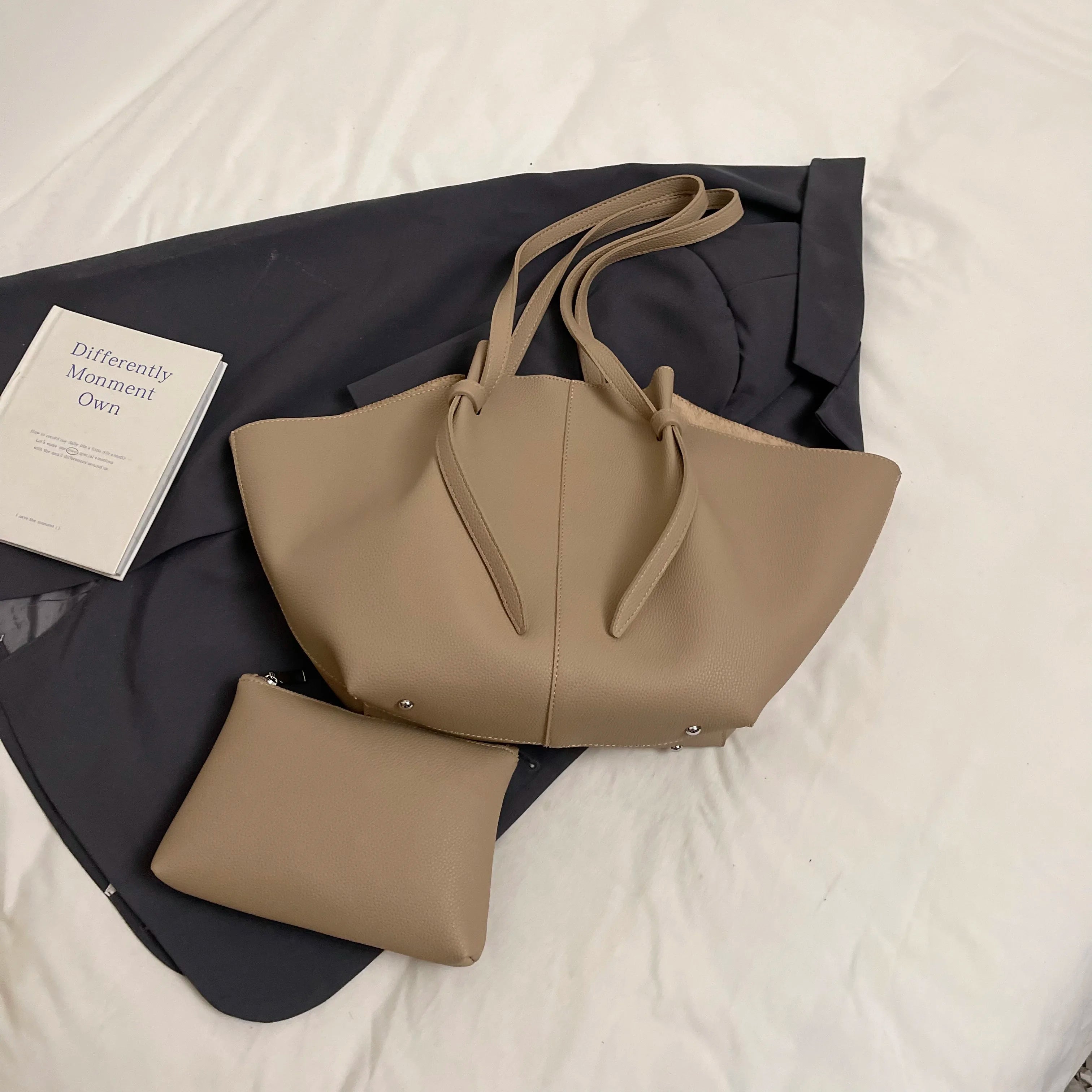 Branded Designer Shoulder Tote Bags For Women Soft PU Leather 2-IN-1 Big Capacity Shopper Tote Set 2025 Luxury Designer Handbags💘