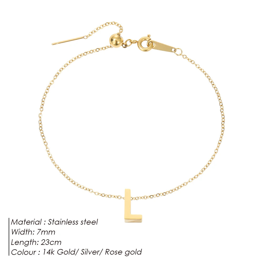 LUREA Initials DIY Anklets Stainless Steel Gold Plated Accessories Fashion Alphabet Anklet Mother's Day Gift 48 Hour Shipping♥️