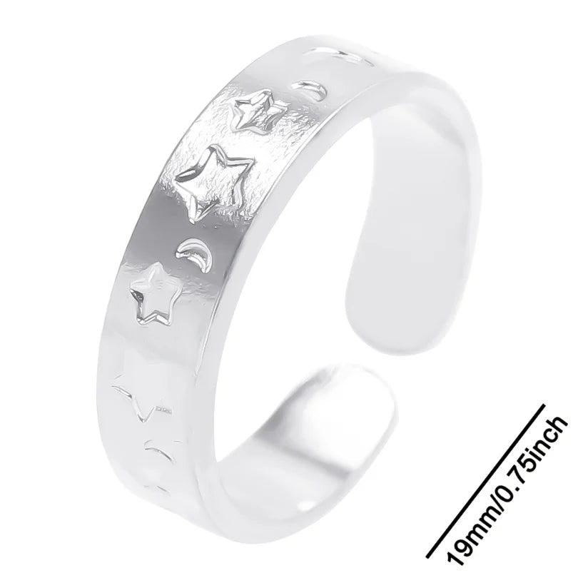 6pcs Stylish High Quality Stainless Steel Rings Love Hollow Geometric Stars Shaped Knuckle Rings Women Jewelry Accessory Gifts| Lurea accessories ✨️ 😍