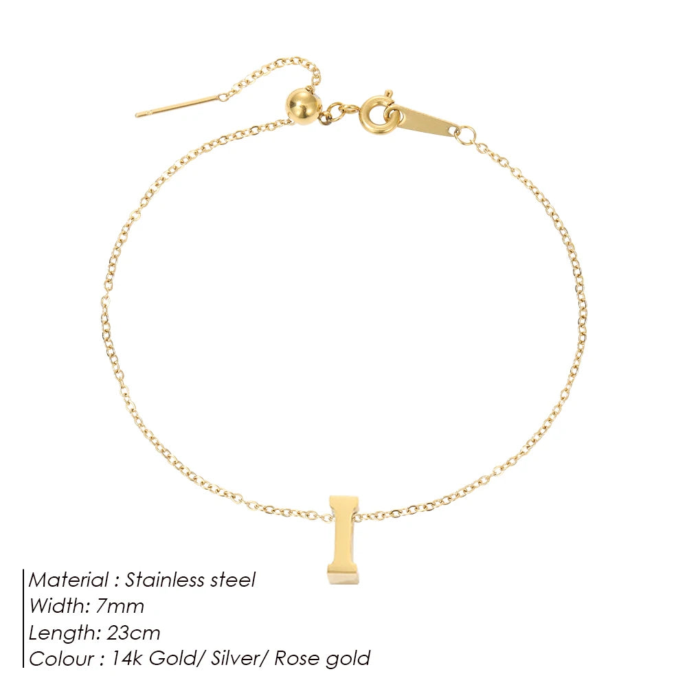 LUREA Initials DIY Anklets Stainless Steel Gold Plated Accessories Fashion Alphabet Anklet Mother's Day Gift 48 Hour Shipping♥️
