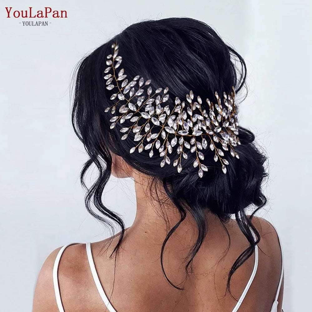 YouLaPan Handmade Crystal Rhinestones Silver Golden Wedding Headband Headpiece Jewelled Headband Wedding Hair Jewelry HP237>*