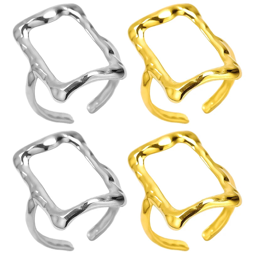 6pcs/lot Stainless Steel DIY Setting Rings Multi-layer Adjustable Open Rings Bases Jewelry Women Girls Anniversary Party Gifts