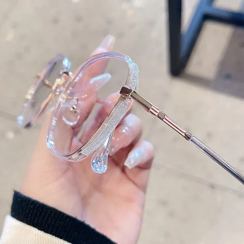 Luxury Anti Blue Light Glasses for Men Women Rhinestone Studded Oversized Square Eyeglasses Goggles Eyewear Glitter Frame♥️