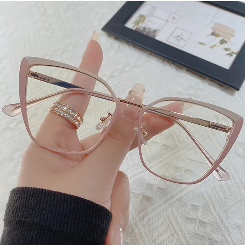 New Fashion Brand Design Retro Cat Eye Frame Photochromic Anti Blue Light Computer Women Reading Glasses Farsighted Diopters 0-6♥️