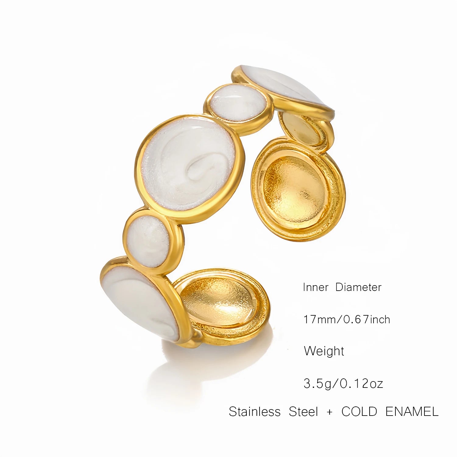 UHBINYCA Simple Black and White Cold Enamel Ring, Stainless Steel Ring with Adjustable Opening|Lurea accessories ♥️