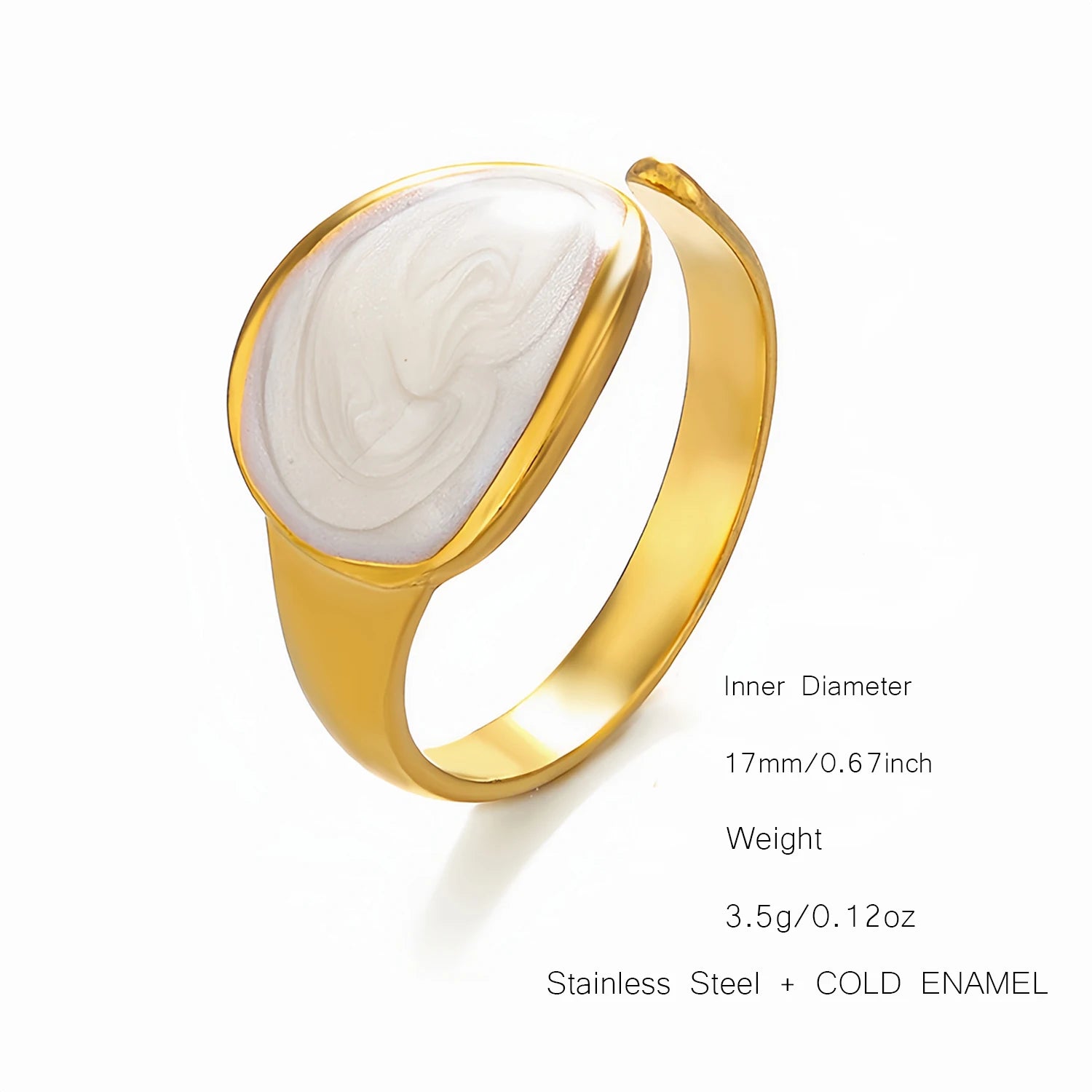 UHBINYCA Simple Black and White Cold Enamel Ring, Stainless Steel Ring with Adjustable Opening|Lurea accessories ♥️