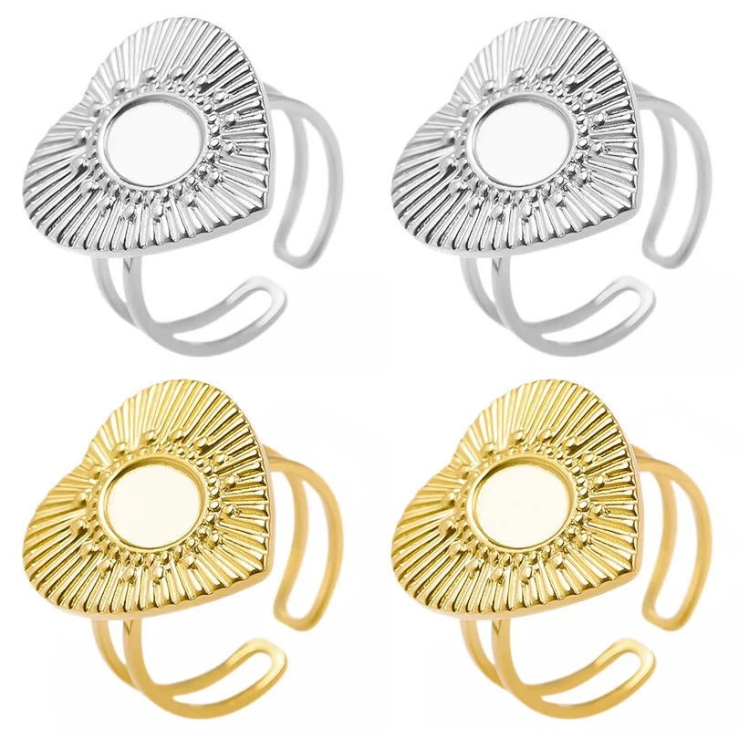 6pcs/lot Stainless Steel DIY Setting Rings Multi-layer Adjustable Open Rings Bases Jewelry Women Girls Anniversary Party Gifts