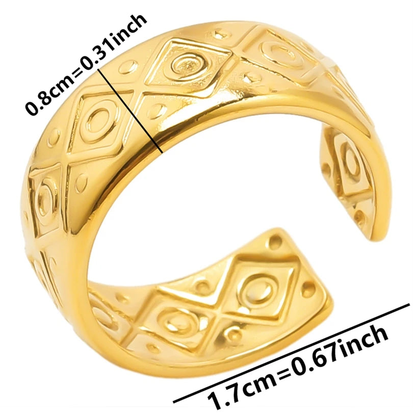 Chic 6pcs/lot Real Gold Color Wide Multi-layer Stainless Steel Ring Love Leaf Rainbow Rings Bulk Sale Women Jewelry Charms Gifts|with LUREA💛