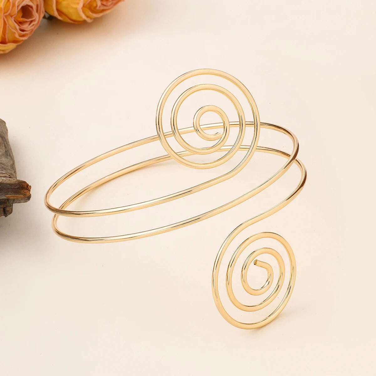 FTCY Gold Color Arm Cuff Bracelet for Women Vintage Greek Women's Upper Arm Bracelet Adjustable Open Bangles Jewelry Gifts✨️