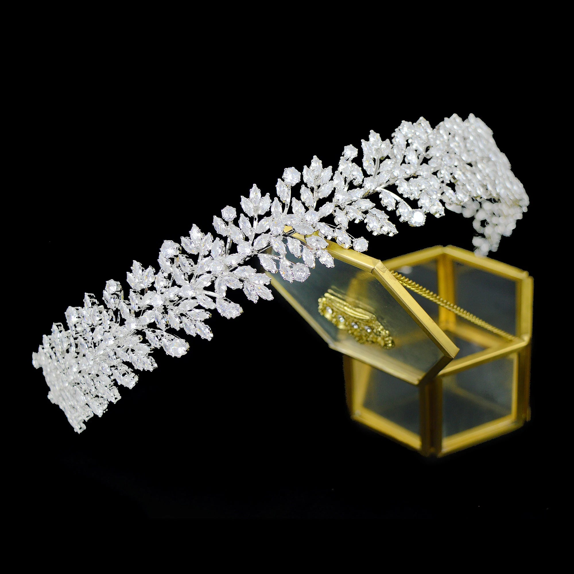 Luxury Bridal Headband For Wedding Cubic Zirconia CZ Bride Headpieces Tiaras Crowns For Women Diadem Prom Hair Jewelry Headdress