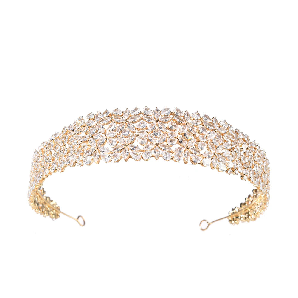 Luxury Bridal Headband For Wedding Cubic Zirconia CZ Bride Headpieces Tiaras Crowns For Women Diadem Prom Hair Jewelry Headdress