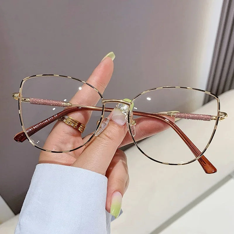 New Fashion Brand Design Cat Eye Photochromism Prescription Reading Glasses Women Anti Blue Light Frame Clear Hyperopia Eyewear♥️