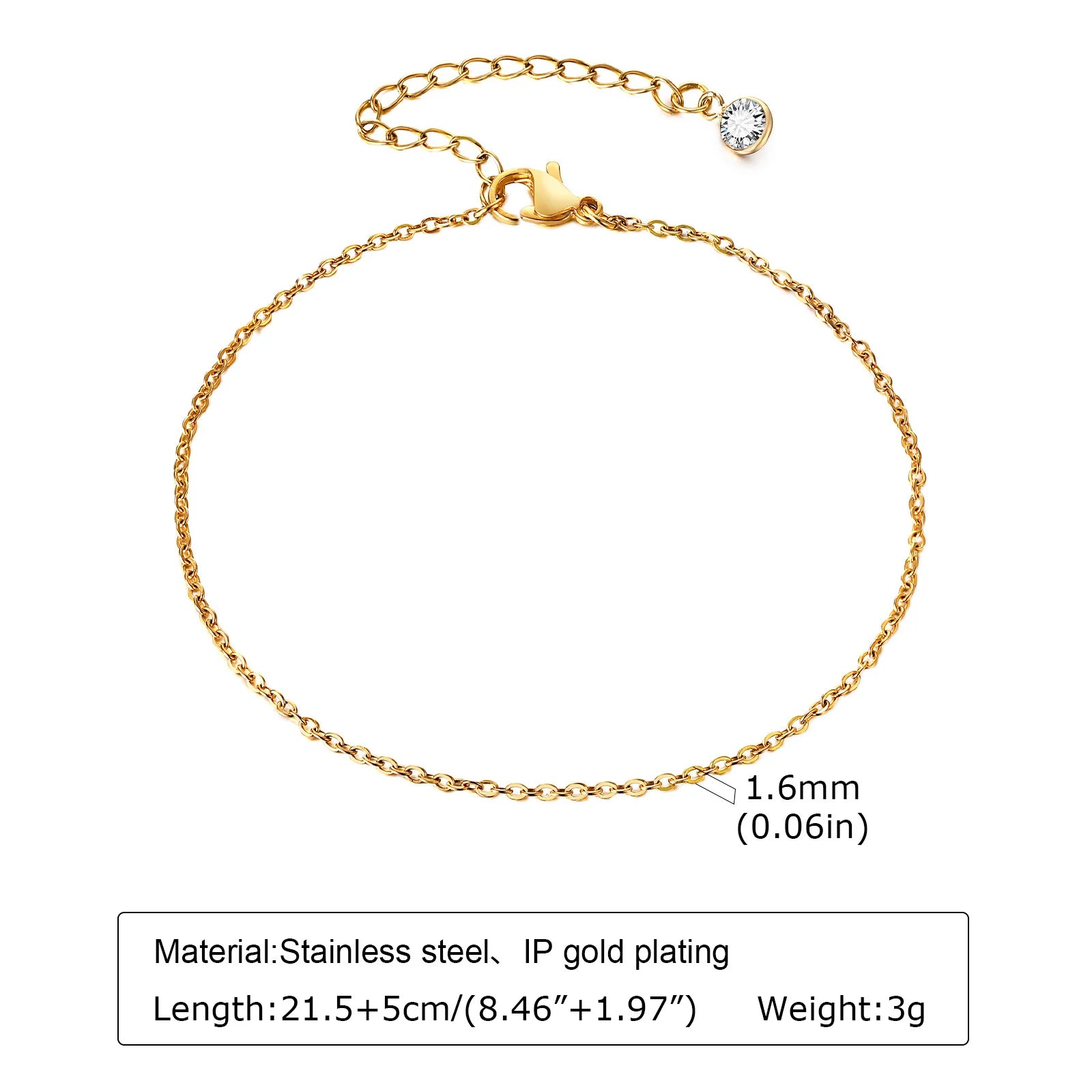 Waterproof Layered Link Chain Anklets Bracelet for Women, Gold Plated Foot Leg Anklets Summer Boho Beach Jewelry Adjustable