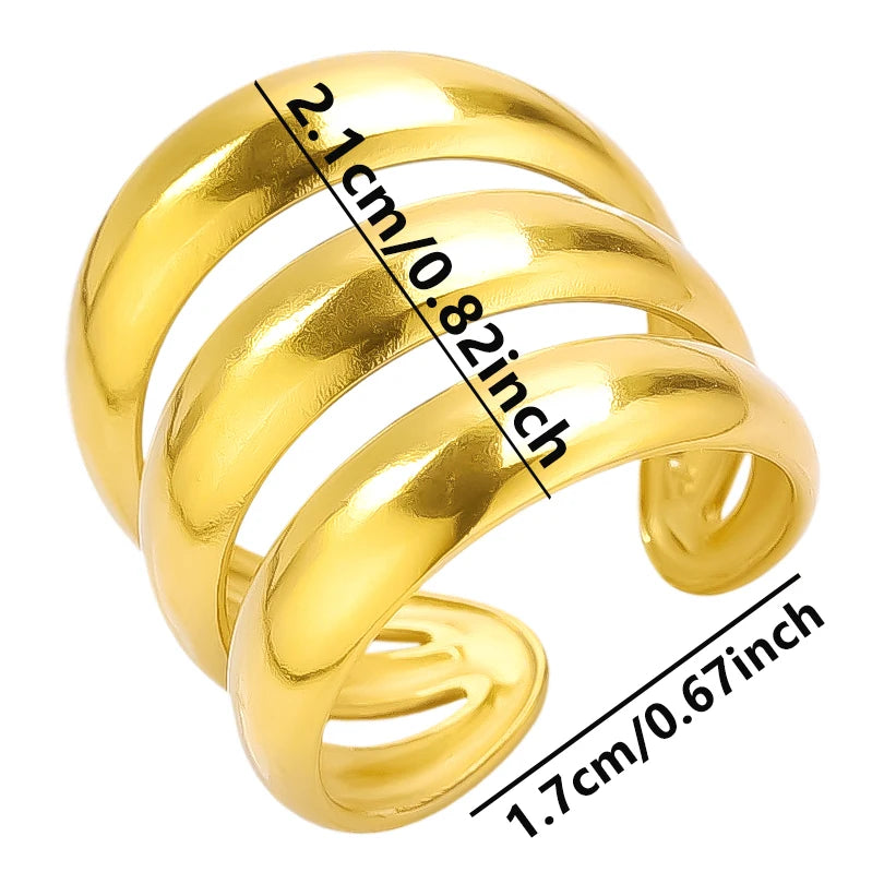 6pcs/lot Stainless Steel DIY Setting Rings Multi-layer Adjustable Open Rings Bases Jewelry Women Girls Anniversary Party Gifts