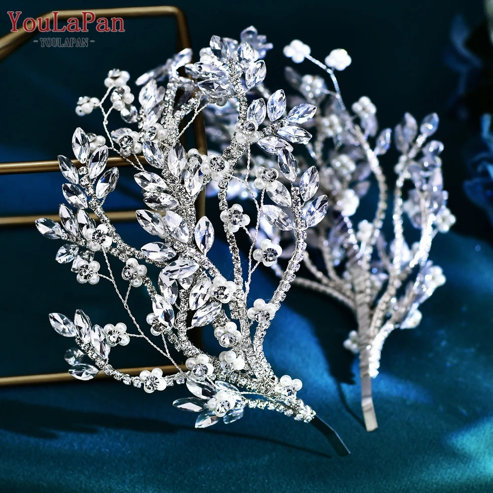 YouLaPan Luxury Rhinestone Bride Headband Woman Headpiece Wedding Hair Accessories Pageant Headdresse Wedding Tiara HP425💜