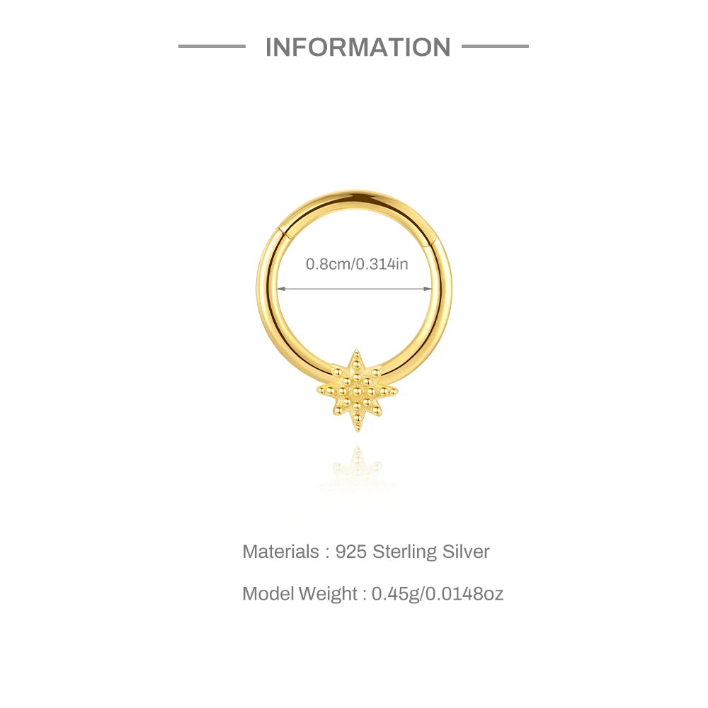 CANNER 1PC 925 Sterling Silver Tassel Chain Eight Pointed Stars Moon Earrings For Women Ins Horse Eye Geometric Zircon Earring♥️