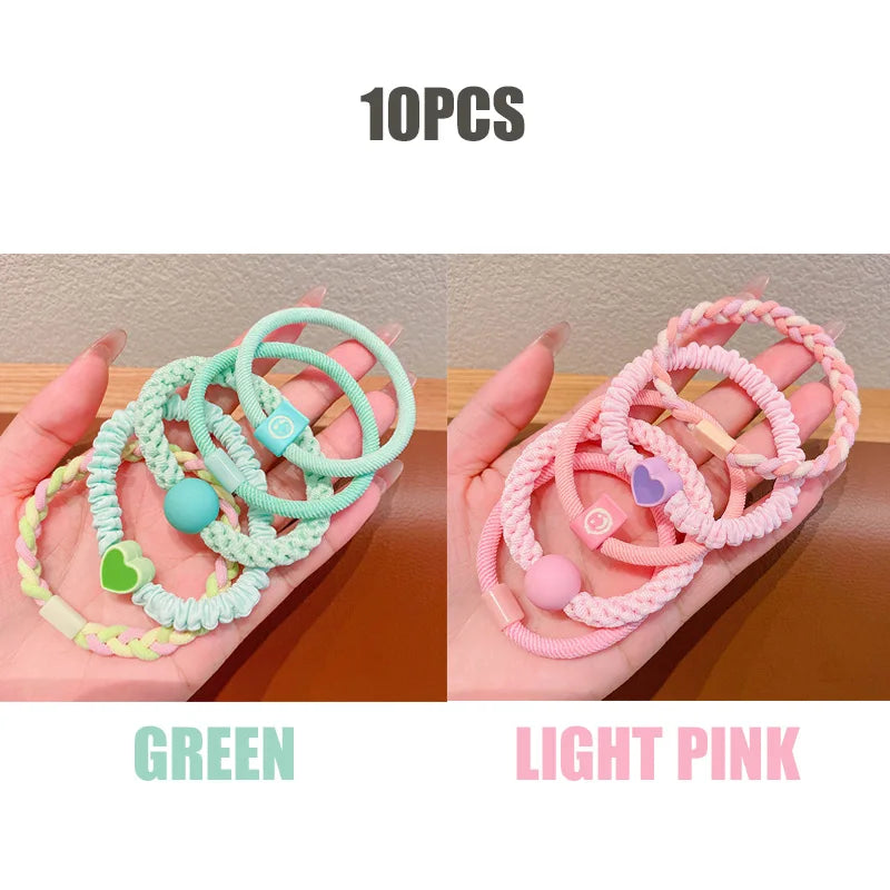 10pcs Girls Women Scrunchies Hair Tie Elastic Rubber Hairband Colorful Kids Hair Accessory Rope Ring Gum Rims Headwear