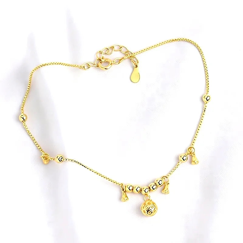 Jewelry Anklet Fashion Golden Women's Anklet Foot Chain Jewelry adjustable waterproof Trendy2025 Beauty Luck💕