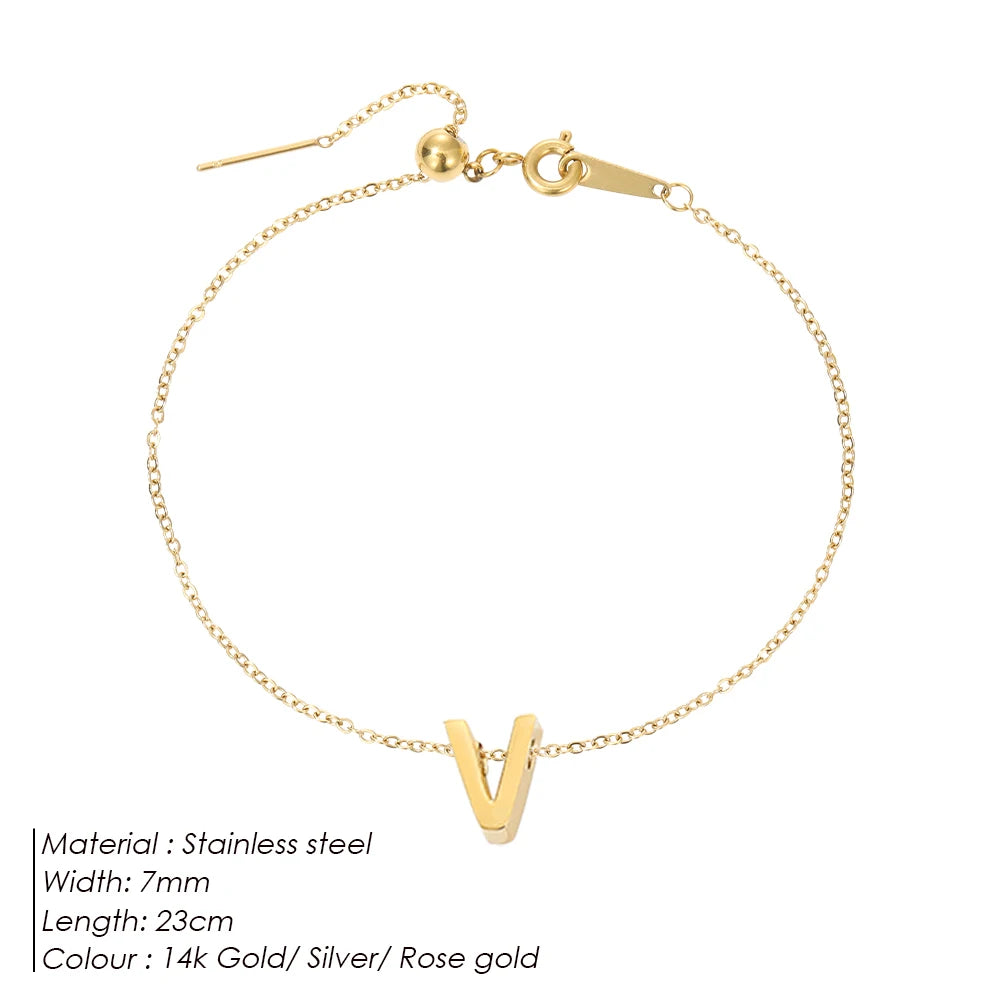 LUREA Initials DIY Anklets Stainless Steel Gold Plated Accessories Fashion Alphabet Anklet Mother's Day Gift 48 Hour Shipping♥️
