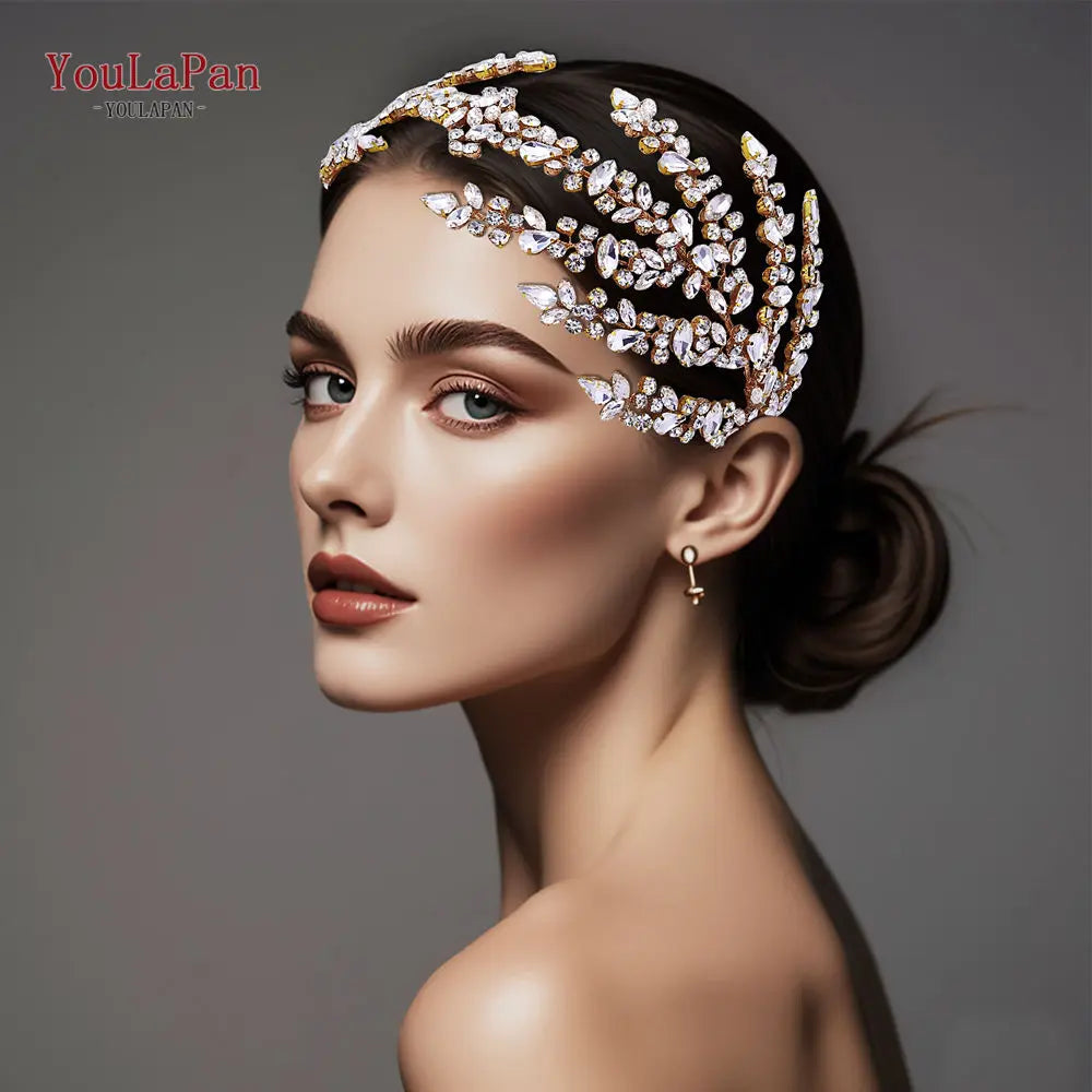 YouLaPan Luxury Rhinestone Bride Headband Woman Headpiece Wedding Hair Accessories Pageant Headdresse Wedding Tiara HP425💜