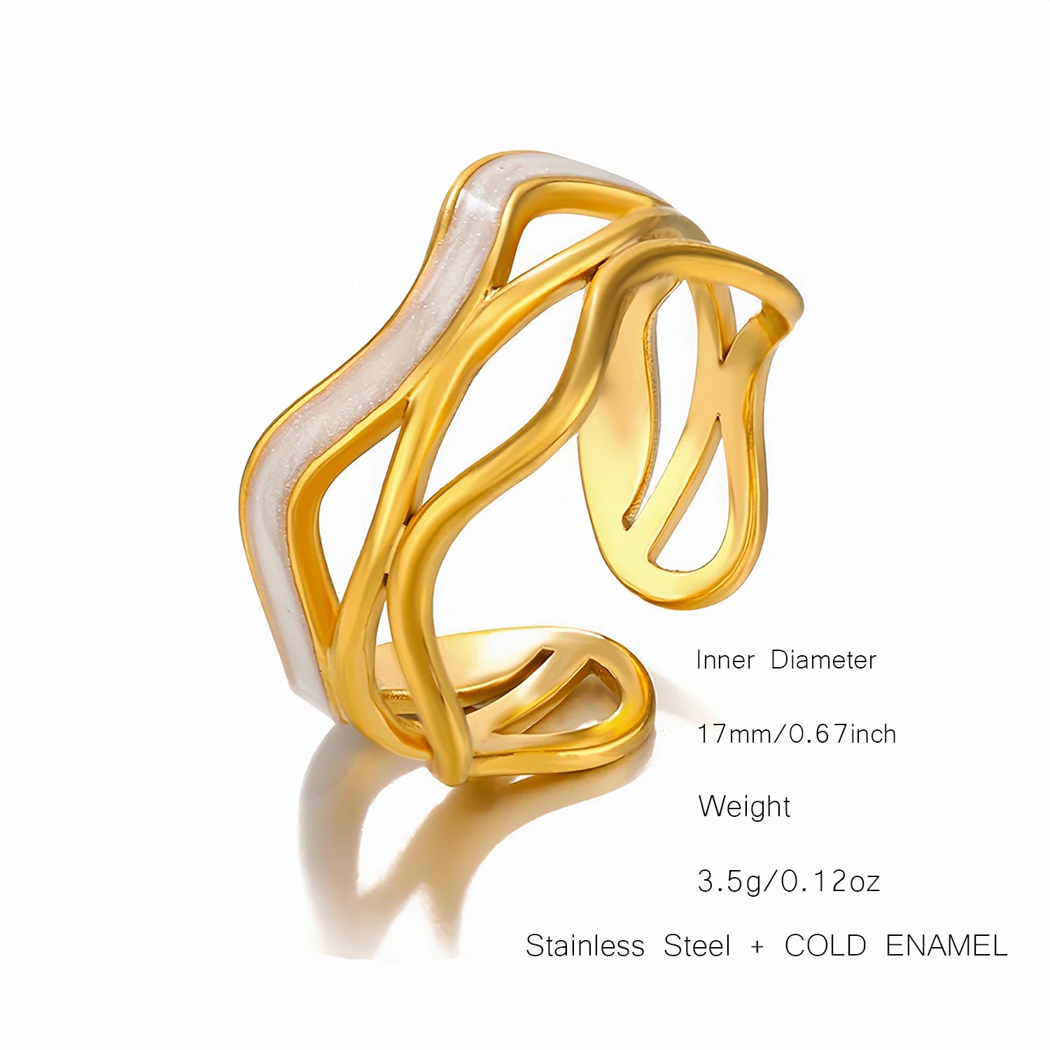 UHBINYCA Simple Black and White Cold Enamel Ring, Stainless Steel Ring with Adjustable Opening|Lurea accessories ♥️