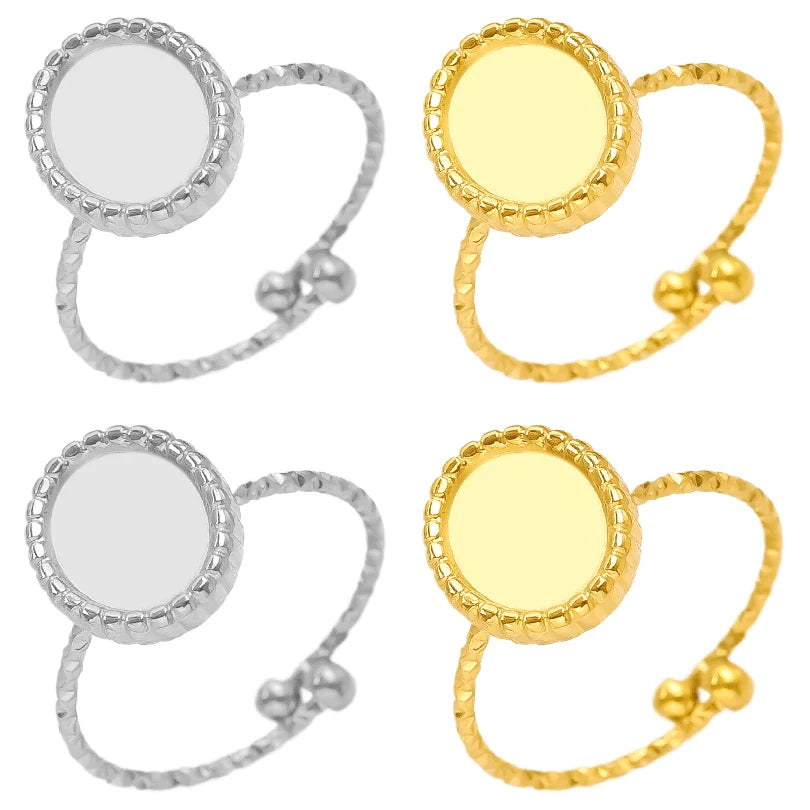 6pcs/lot Stainless Steel DIY Setting Rings Multi-layer Adjustable Open Rings Bases Jewelry Women Girls Anniversary Party Gifts