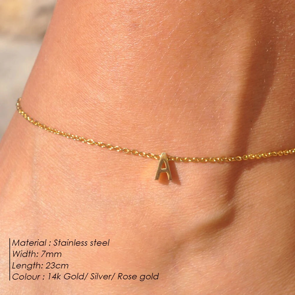 LUREA Initials DIY Anklets Stainless Steel Gold Plated Accessories Fashion Alphabet Anklet Mother's Day Gift 48 Hour Shipping♥️