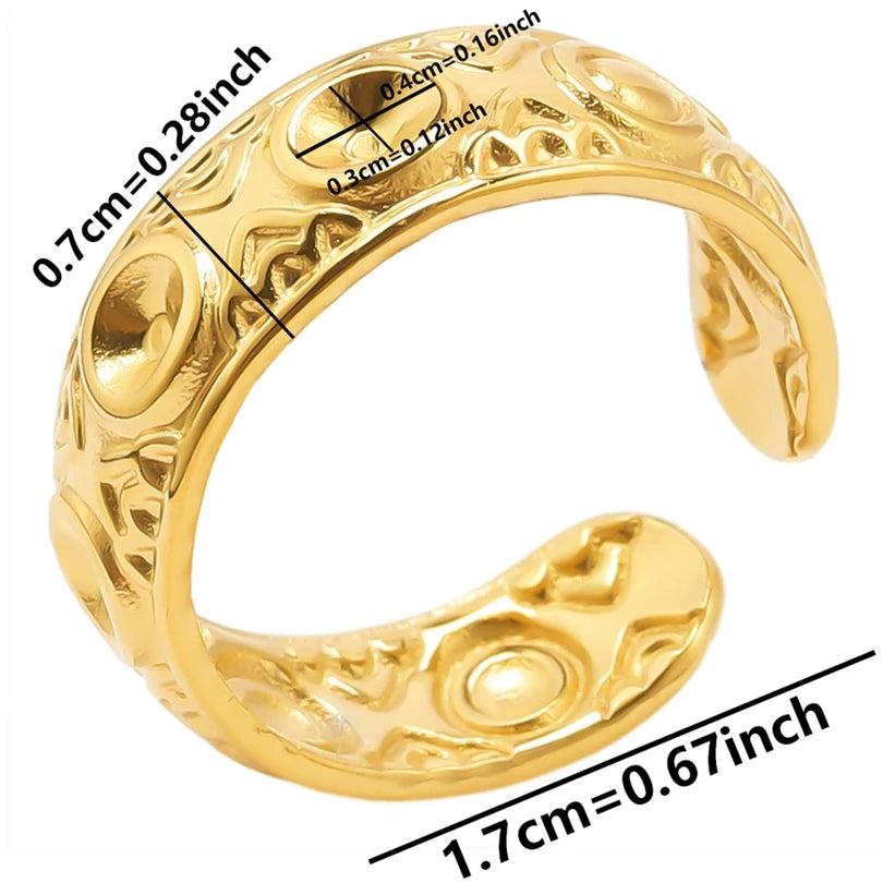 Chic 6pcs/lot Real Gold Color Wide Multi-layer Stainless Steel Ring Love Leaf Rainbow Rings Bulk Sale Women Jewelry Charms Gifts|with LUREA💛