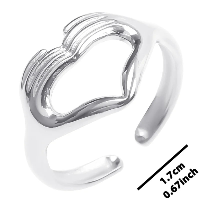 6pcs Stylish High Quality Stainless Steel Rings Love Hollow Geometric Stars Shaped Knuckle Rings Women Jewelry Accessory Gifts| Lurea accessories ✨️ 😍