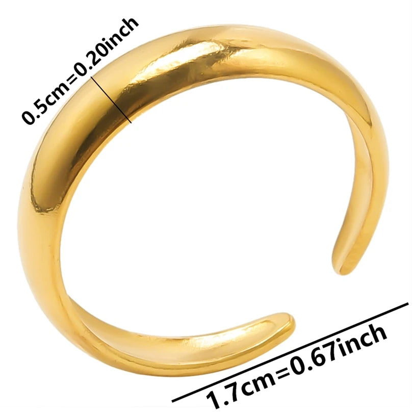 Chic 6pcs/lot Real Gold Color Wide Multi-layer Stainless Steel Ring Love Leaf Rainbow Rings Bulk Sale Women Jewelry Charms Gifts|with LUREA💛