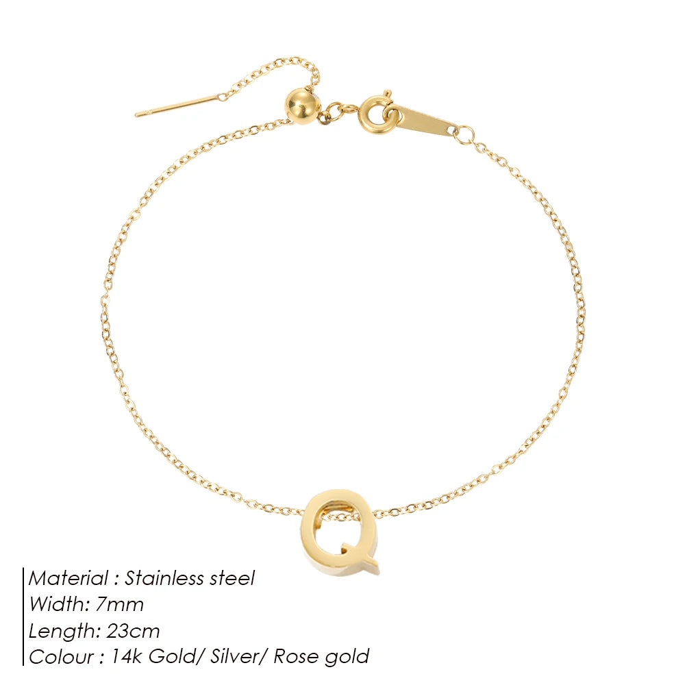 LUREA Initials DIY Anklets Stainless Steel Gold Plated Accessories Fashion Alphabet Anklet Mother's Day Gift 48 Hour Shipping♥️