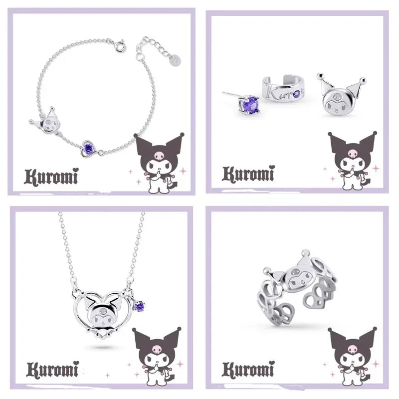 Cartoon Anime Necklace Set Cute Animal Clavicle Chain Pendant Earrings Jewelry Set Jewelry Accessories Girl Gift💋